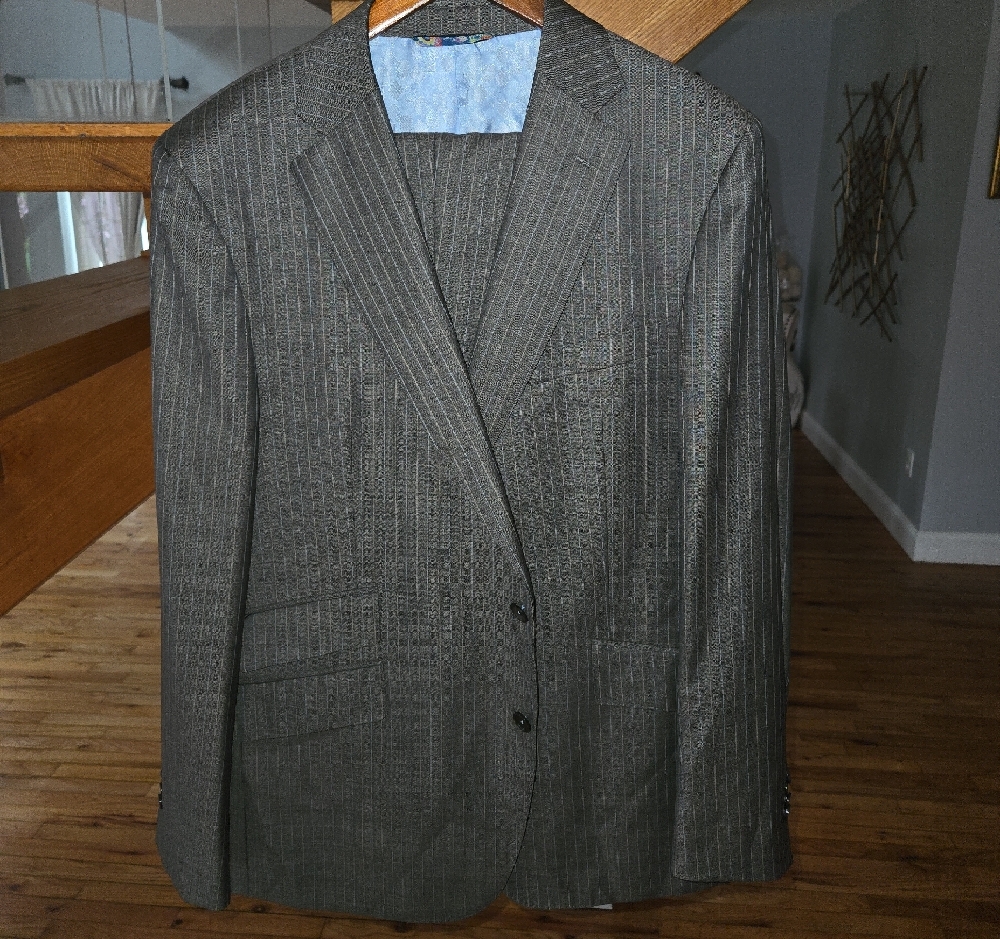 Robert Graham Brown Pinstripe Blazer with Light Blue Lining